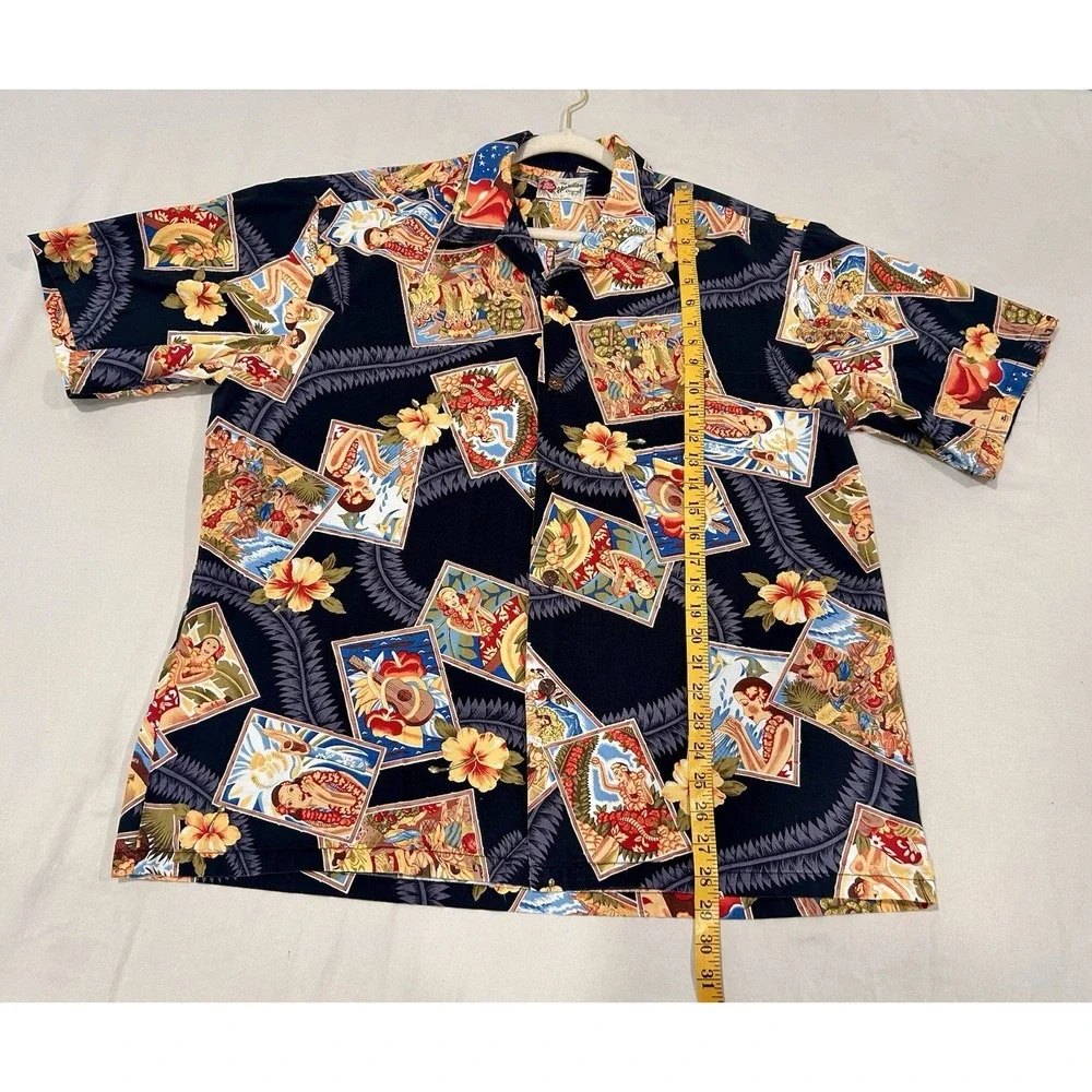 Hilo Hattie Vintage Hawaiian Shirt Coconut Button Tropical Luau Aloha ukulele XL